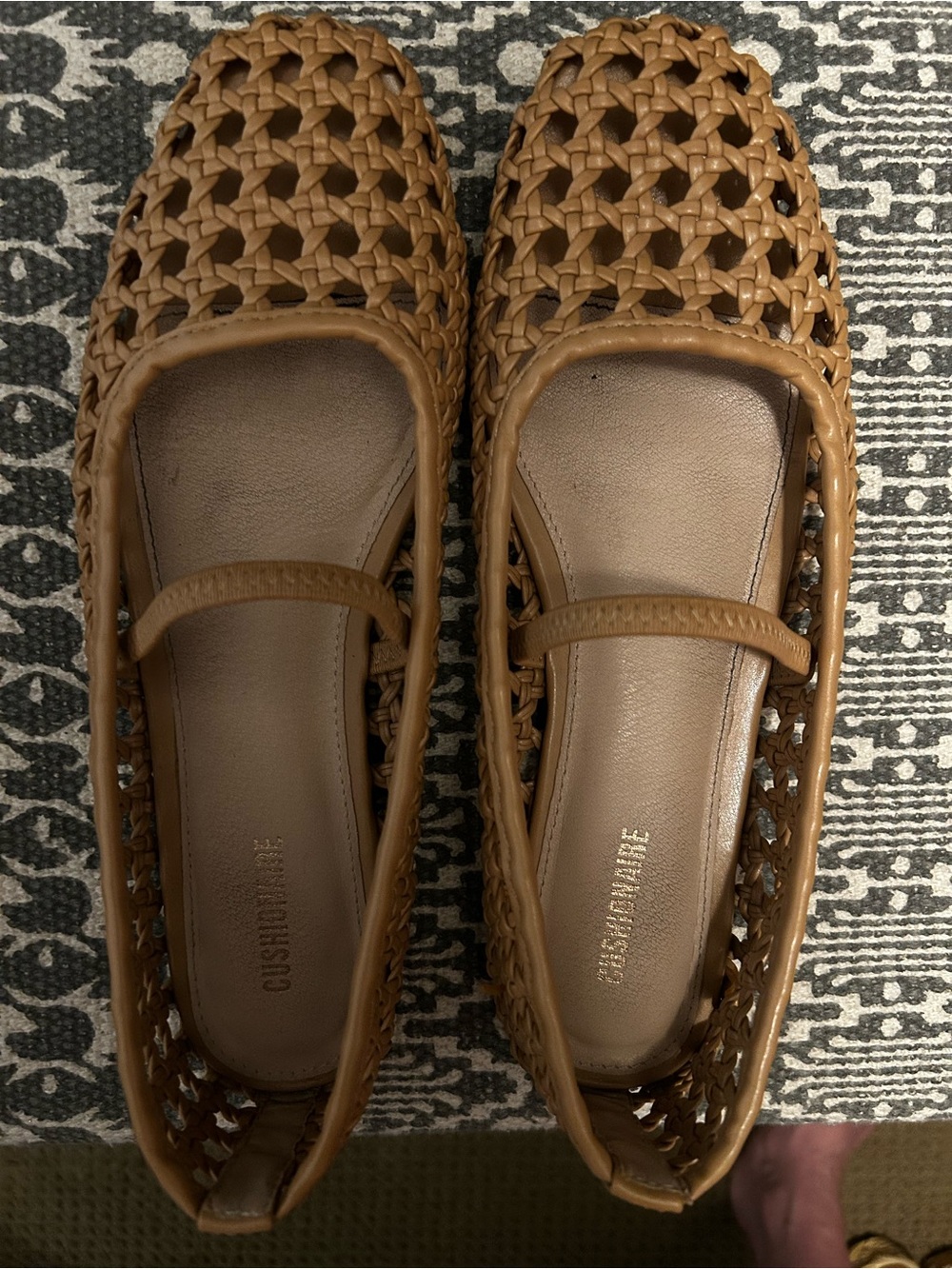 Cushionaire Woven Mary Jane Flats in Tan